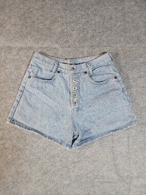 Vintage 90s Santa Barbara Light Wash High Waisted Button Fly Denim Shorts Size11